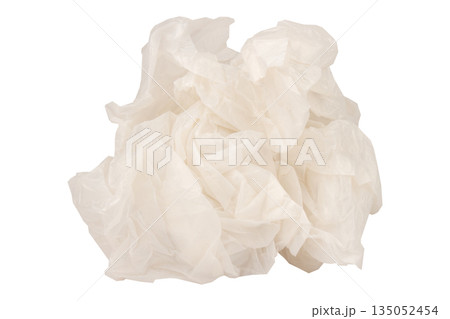 Crumpled plastic bag ball isolated on white background Crumpled plastic bag ball isolated on white background 135052454