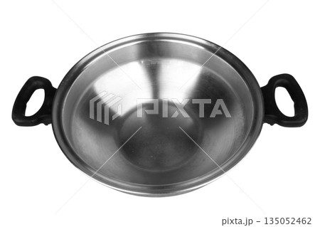 Cast iron pan with handle isolated on white background 135052462