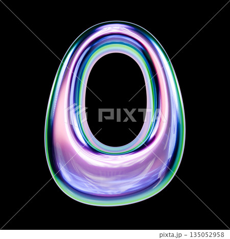 Liquid metal font Number 0 ZERO 3D 135052958