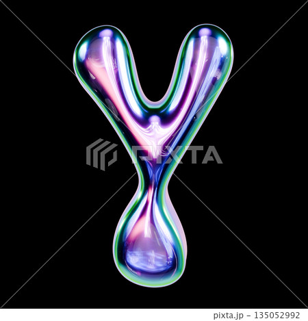 Liquid metal font Letter Y 3D Liquid metal font Letter Y 3D 135052992