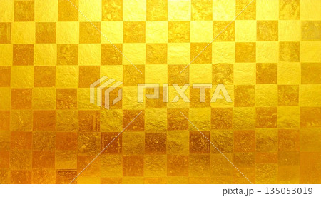市松模様の金箔背景 和柄の高級感素材 市松模様の金箔背景 和柄の高級感素材 135053019