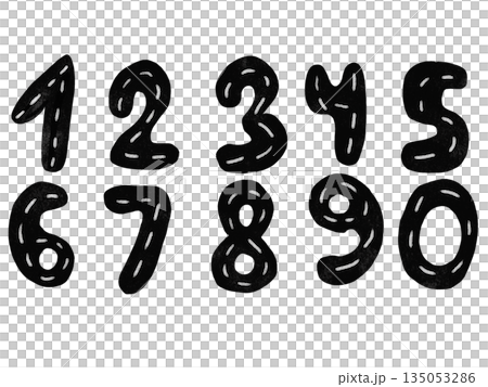 Watercolor number set. Number clip art on a white background in the form of a highway or road. Suitable for birthday card designs with a car or racing theme. 135053286