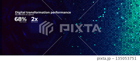 Abstract Hexagon Background, Business Transformation Ai Analytics Tech Pattern, Blockchain Transform Hexagonal Dot Texture for Sport Medical Science Digital Ai Technology BG. Vector Illustration 135053751