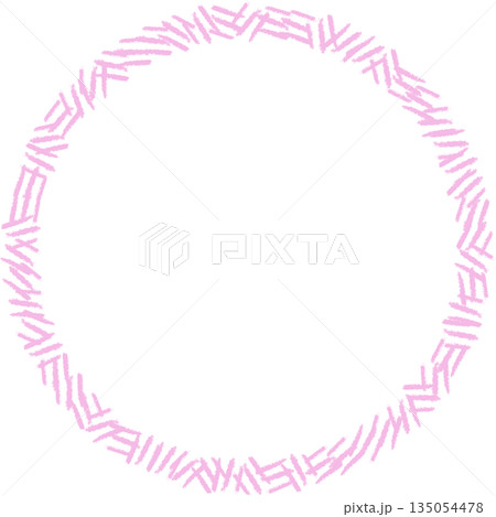 ピンクのスクラッチ柄イラストのサークルフレーム　輪 135054478