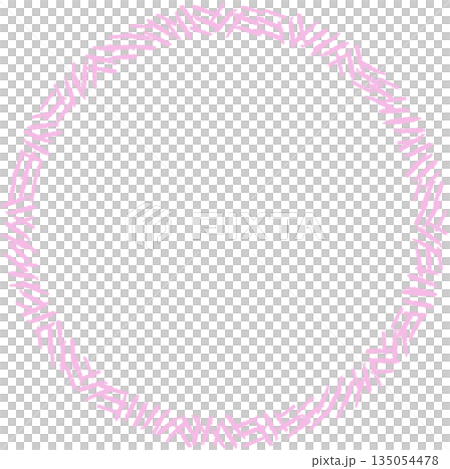 ピンクのスクラッチ柄イラストのサークルフレーム　輪 135054478