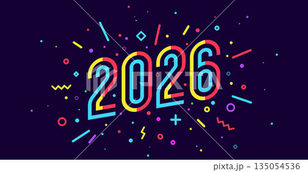 2026, Happy New Year. Greeting card 2026, Happy New Year. Greeting card 135054536