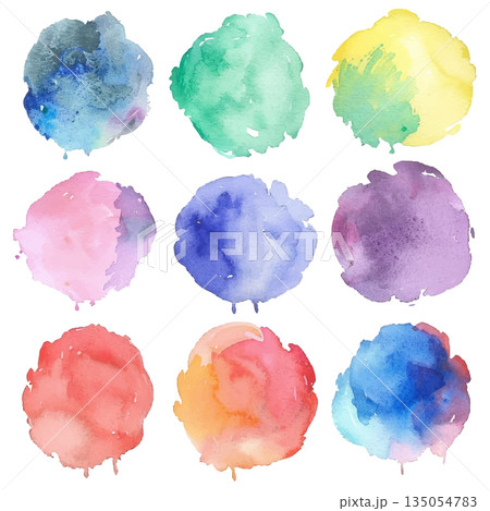 Watercolor round blot collection Watercolor round blot collection 135054783