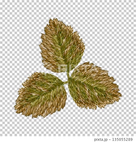 【三つ葉のワンポイント】手刺繍イラスト素材 135055289