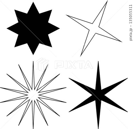 Stars set icons featuring various sparkle and twinkle star shapes isolated on white background suitable for decoration ui design animation effects branding and creative graphic elements Stars set icons featuring various sparkle and twinkle star shapes isolated on white background suitable for decoration ui design animation effects branding and creative graphic elements 135055311