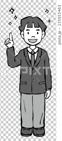 【モノクロ】男の子制服ブレザー　指差しキラキラ 135055463