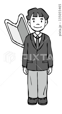 【モノクロ】男の子制服 ブレザー 若葉マーク 【モノクロ】男の子制服 ブレザー 若葉マーク 135055465