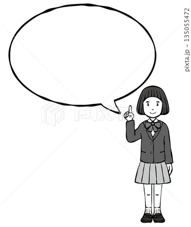 【モノクロ】女の子制服 ブレザー 吹き出し付き 【モノクロ】女の子制服 ブレザー 吹き出し付き 135055472