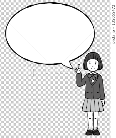 【モノクロ】女の子制服 ブレザー 吹き出し付き 【モノクロ】女の子制服 ブレザー 吹き出し付き 135055472