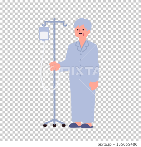 Illustration of a patient receiving an IV drip 135055480
