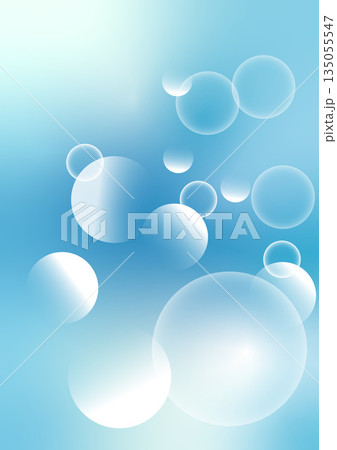 青いグラデーションに沢山のシャボン玉の背景 135055547