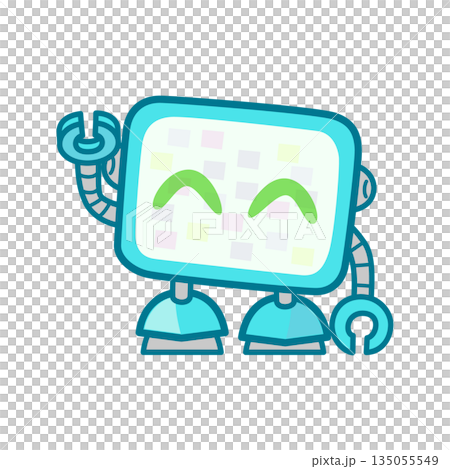 一個電視螢幕式的機器人，會微笑揮手 135055549