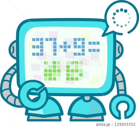 計算をするテレビモニタータイプのロボット 計算をするテレビモニタータイプのロボット 135055552