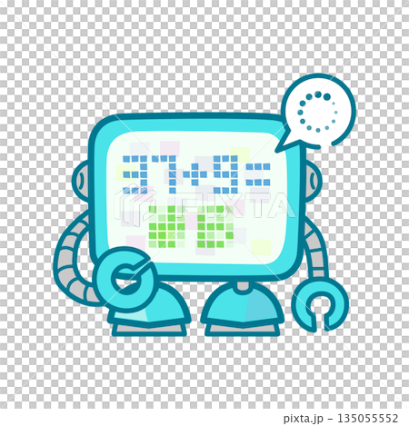 計算をするテレビモニタータイプのロボット 計算をするテレビモニタータイプのロボット 135055552