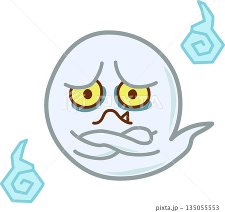 腕組みした怖い目つきのおばけのイラスト 135055553