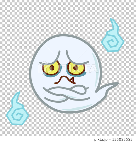 腕組みした怖い目つきのおばけのイラスト 135055553