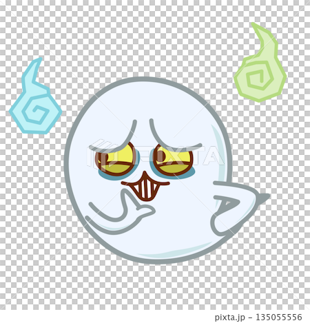 Illustration of a scheming ghost with scary eyes 135055556