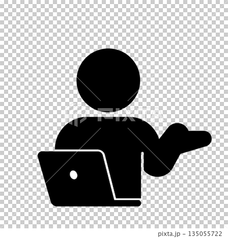 Black character illustration representing online support and explanation Black character illustration representing online support and explanation 135055722