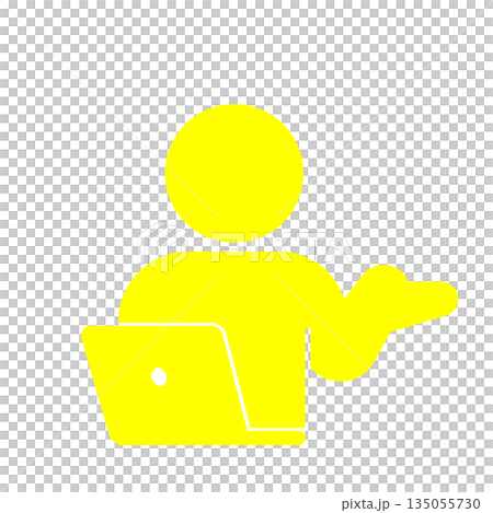 オンラインサポートや解説を表す人物イラスト(黄色)	 135055730