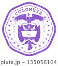 Colombia stamp with state seal or coat of arms, travel stamp, shabby postmark of Colombia, vector 135056104