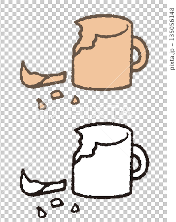 手繪的破碎馬克杯插圖 135056148