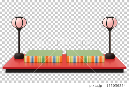 雛祭插畫 逼真的3D雛人偶 135056234