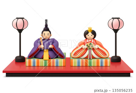 ひな祭り イラスト リアル 雛人形 3D 135056235