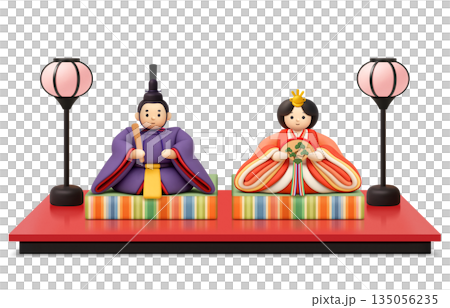 Hinamatsuri illustration realistic 3D Hina dolls 135056235