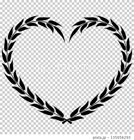 Heart-shaped laurel wreath frame, black 135056293