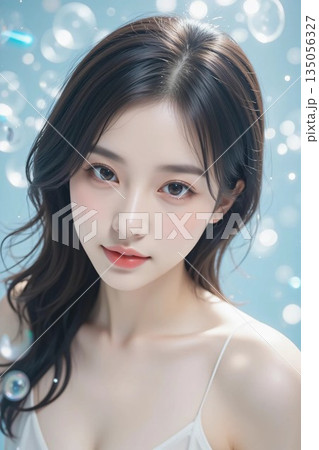 女性, 若い,ポートレート, ビューティー, 美容, 美人, 美肌, スキンケア, 綺麗， 135056327
