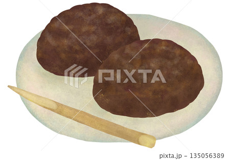 お皿に盛ったおはぎのイラスト 135056389