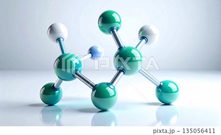 グリーンの分子モデル 3D科学ビジュアル|美容成分・化学・研究・スキンケア広告 グリーンの分子モデル 3D科学ビジュアル|美容成分・化学・研究・スキンケア広告 135056411