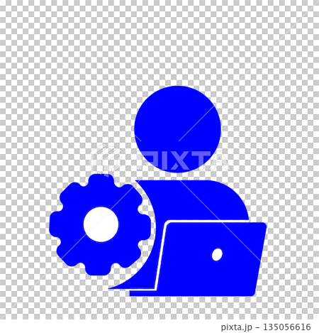 Technician icon (blue) performing configuration work Technician icon (blue) performing configuration work 135056616