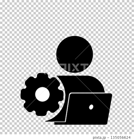 Technician icon (black) performing configuration work Technician icon (black) performing configuration work 135056624