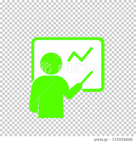 ビジネスプレゼンテーションを行うシンプルなアイコン(緑) 135056686
