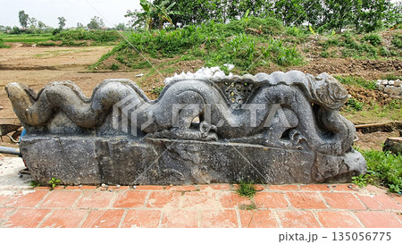Stone Headless Dragon Statue At Ho Dynasty Citadel In Thanh Hoa Province, Vietnam. 135056775