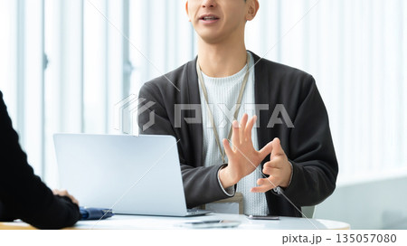 ミーティングをする男女2人のビジネスマン 135057080