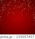 Christmas spirit. Scattered falling stars. Festive christmas confetty overlay template. Festive stars illustration on red background. 135057457