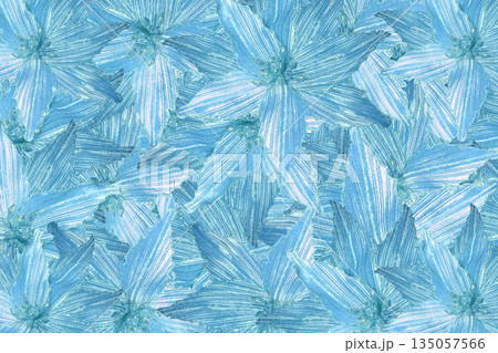abstract Blue velvet fabric flowers of various sizes are stacked on top of each other as the background, object, decor, fashion, texture, copy space 135057566