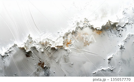 Abstract Weathered Wall Surface with Peeling White Paint and Gray Undertones Abstract Weathered Wall Surface with Peeling White Paint and Gray Undertones 135057770