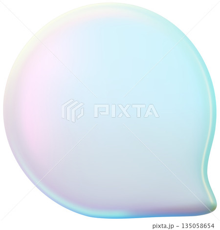Glass holographic round empty speech bubble 3D vector icon, realistic volume text bubble, chat message dialogue cloud Glass holographic round empty speech bubble 3D vector icon, realistic volume text bubble, chat message dialogue cloud 135058654