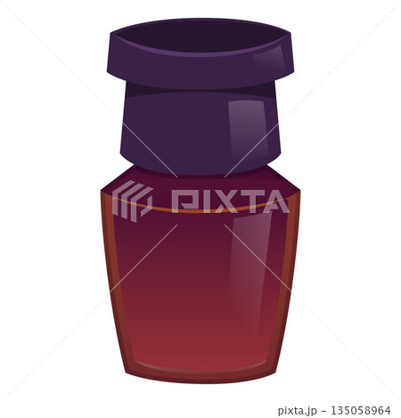 Elegance perfume brown glass bottle with cap, vector cartoon cologne vial, fragrant cosmetic product flask packaging 135058964