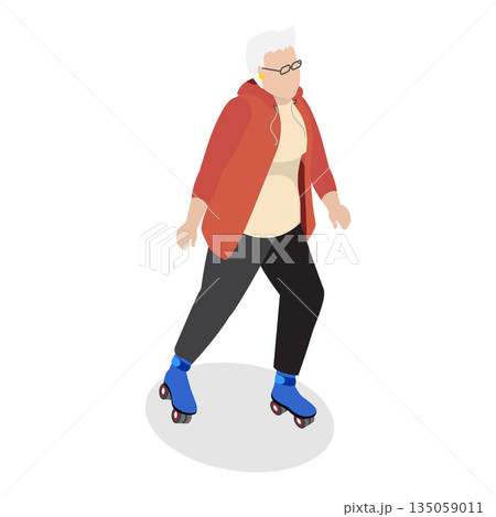 3D Isometric Flat Illustration of Elderly Various Exercises. Item 9 3D Isometric Flat Illustration of Elderly Various Exercises. Item 9 135059011