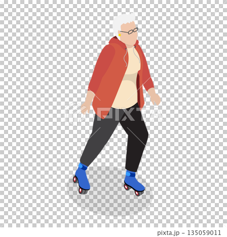 3D Isometric Flat  Illustration of Elderly Various Exercises. Item 9 135059011