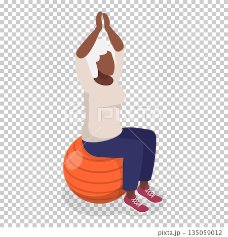 3D Isometric Flat Illustration of Elderly Various Exercises. Item 8 3D Isometric Flat Illustration of Elderly Various Exercises. Item 8 135059012