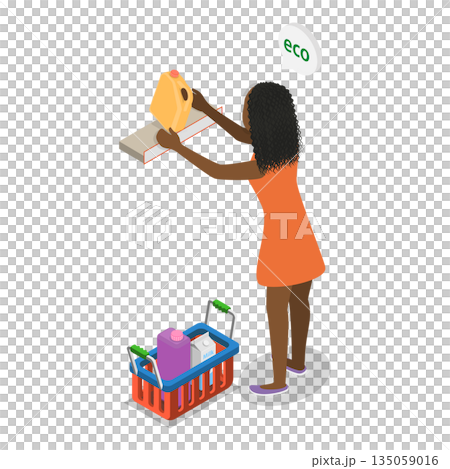 3D Isometric Flat Illustration of Happy Shoppers. Item 1 3D Isometric Flat Illustration of Happy Shoppers. Item 1 135059016